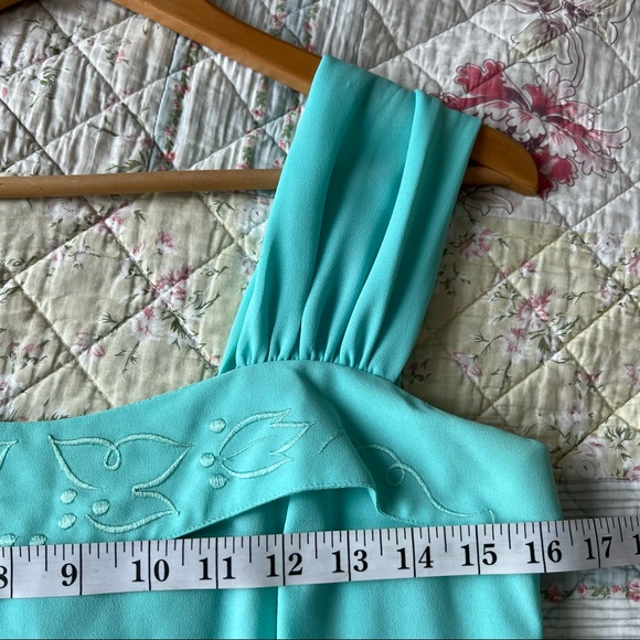 Vintage Tricoville London Blue Midi Dress Size 6 Sleveless Turquoise - Picture 9 of 16